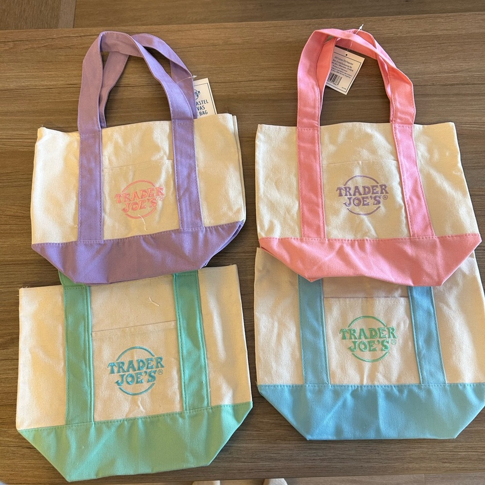 4 trader joe’s mini pastel bags